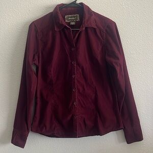 Eddie Bauer Burgundy Corduroy Button Down Shirt
